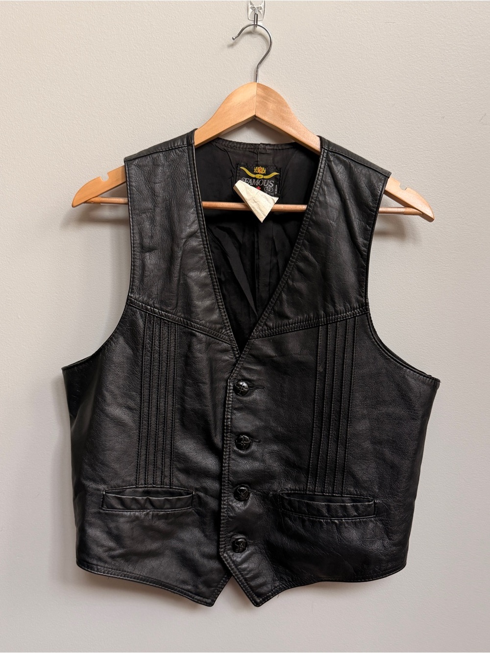 Classic Black Leather Vest - Brand